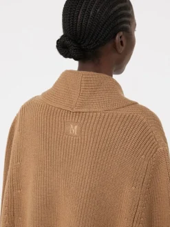 Double-breasted wool cape - CAMEL