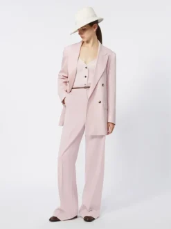 Double-breasted wool, mohair and silk blazer - BEIGE PINK