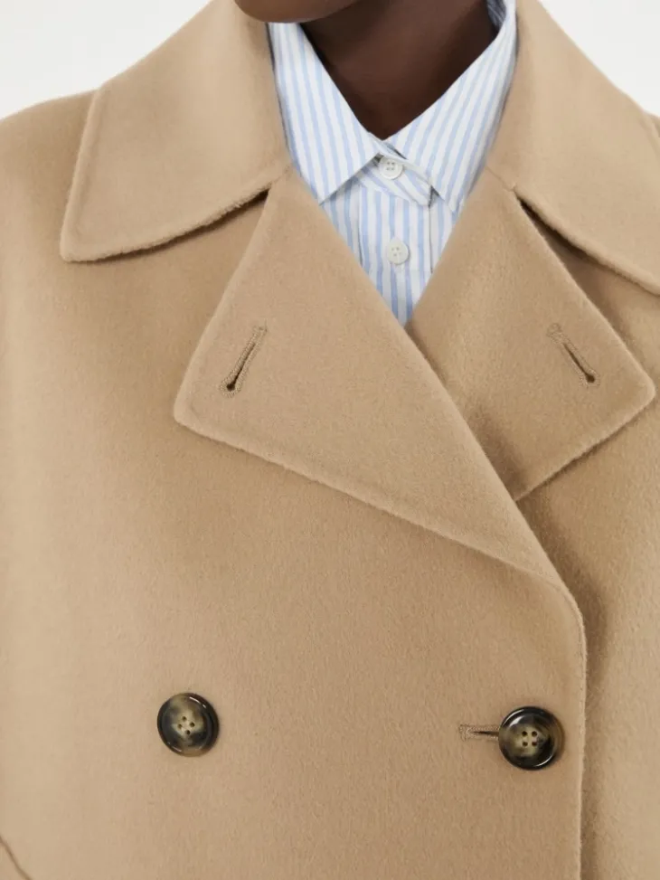 Double-breasted wool-blend pea coat - CAMEL