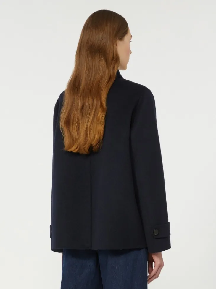 Double-breasted wool-blend pea coat - NAVY