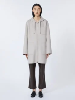 Double-faced wool hooded coat - BEIGE