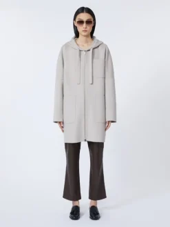 Double-faced wool hooded coat - BEIGE