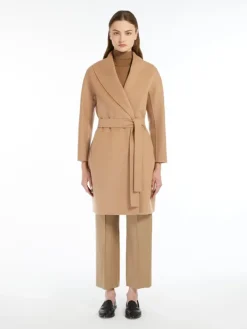 Double-faced wool robe coat - CAMEL