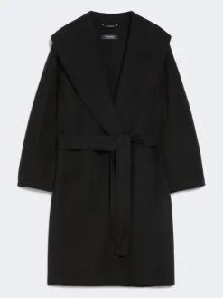Double-faced wool robe coat - BLACK