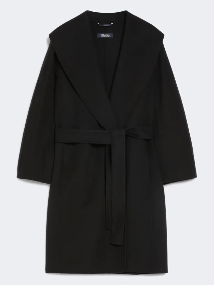 Double-faced wool robe coat - BLACK