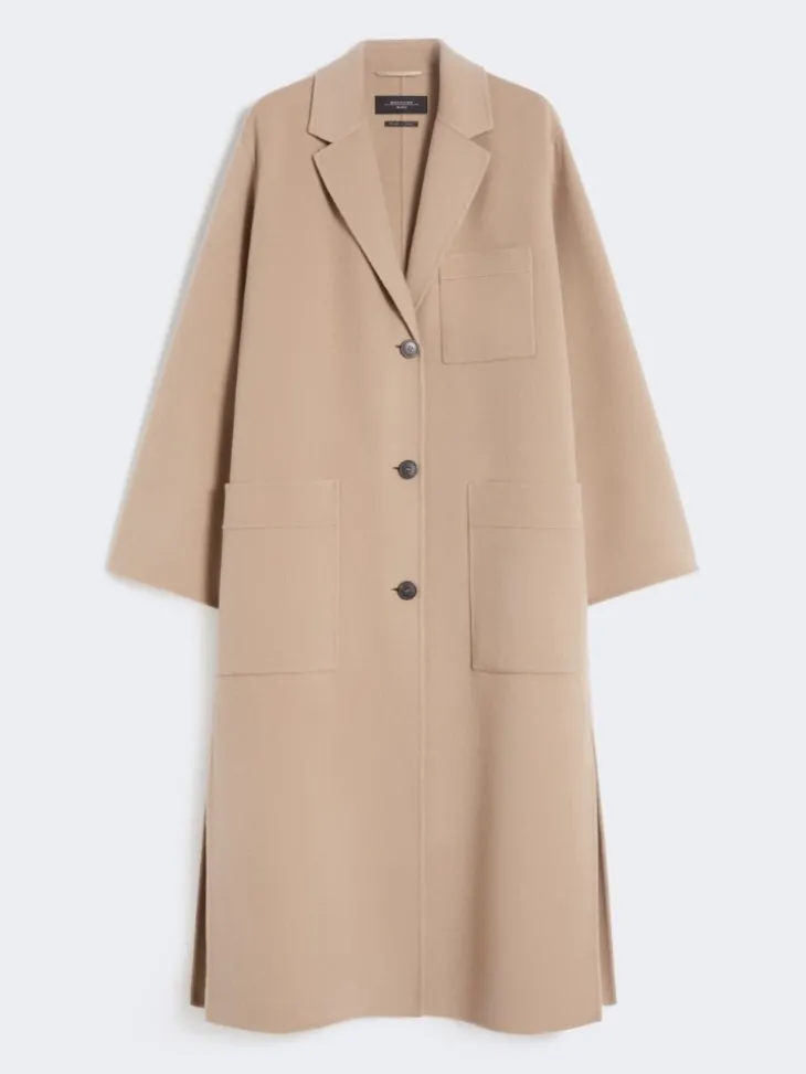 Double-faced wool-blend coat - CAMEL