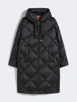 Down jacket in iridescent water-repellent fabric - BLACK