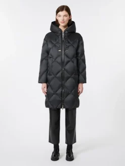Down jacket in iridescent water-repellent fabric - BLACK