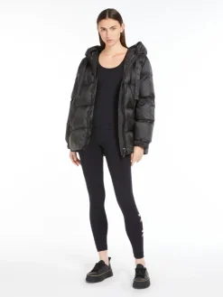 Down jacket in water-repellent canvas - BLACK