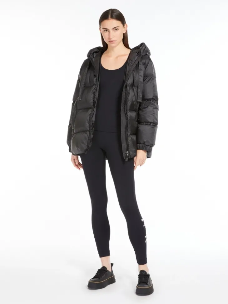 Down jacket in water-repellent canvas - BLACK