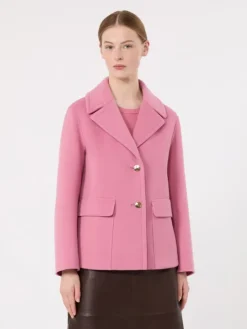 Drap wool single-breasted jacket - PINK