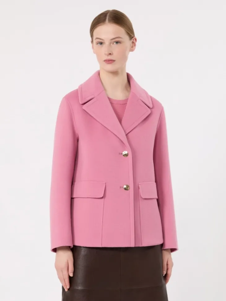 Drap wool single-breasted jacket - PINK