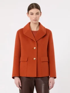 Drap wool single-breasted jacket - ORANGE