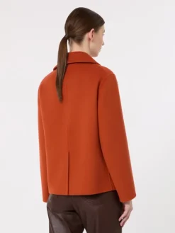 Drap wool single-breasted jacket - ORANGE