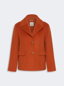 Drap wool single-breasted jacket - ORANGE