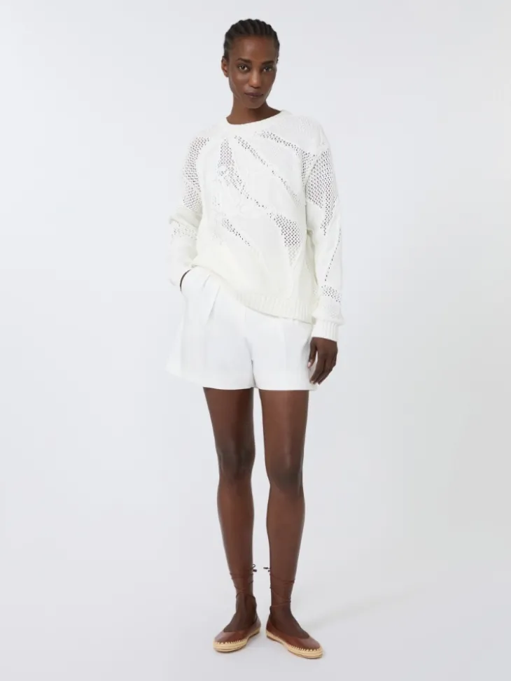 Embroidered cotton sweater - WHITE
