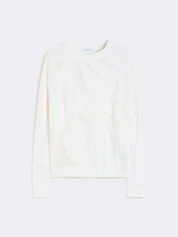 Embroidered cotton sweater - WHITE