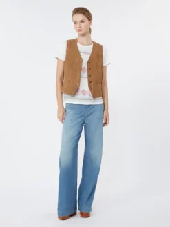 Embroidered linen and stretch cotton jersey T-shirt - WHITE