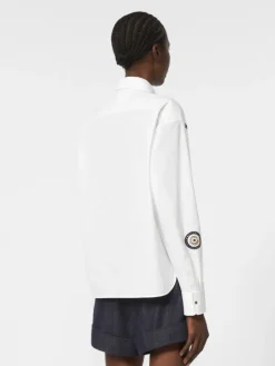 Embroidered poplin shirt - OPTICAL WHITE