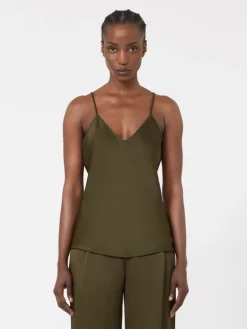 Envers satin camisole top - MOSS GREEN
