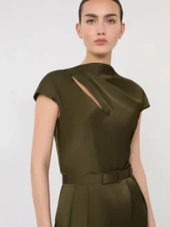 Envers satin jumpsuit - MOSS GREEN