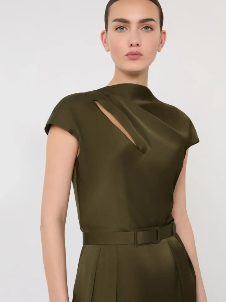 Envers satin jumpsuit - MOSS GREEN
