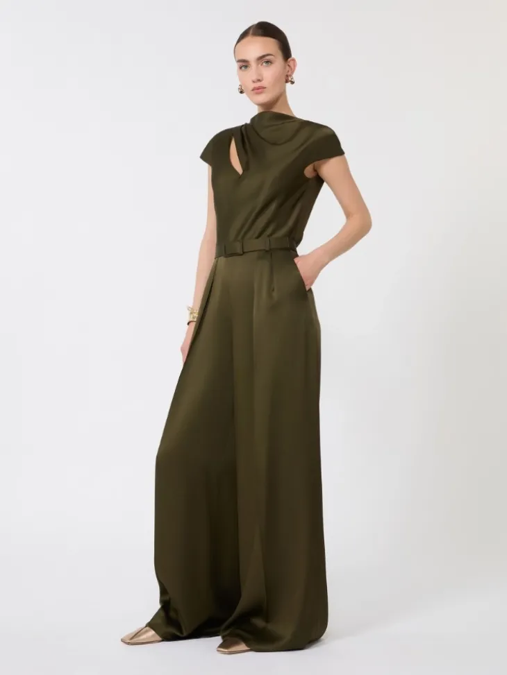 Envers satin jumpsuit - MOSS GREEN