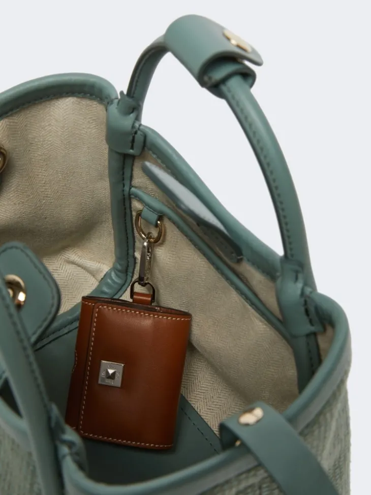 Extra-small raffia-look basketweave Marine bag - SAGE GREEN