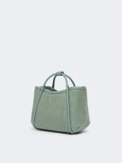 Extra-small raffia-look basketweave Marine bag - SAGE GREEN