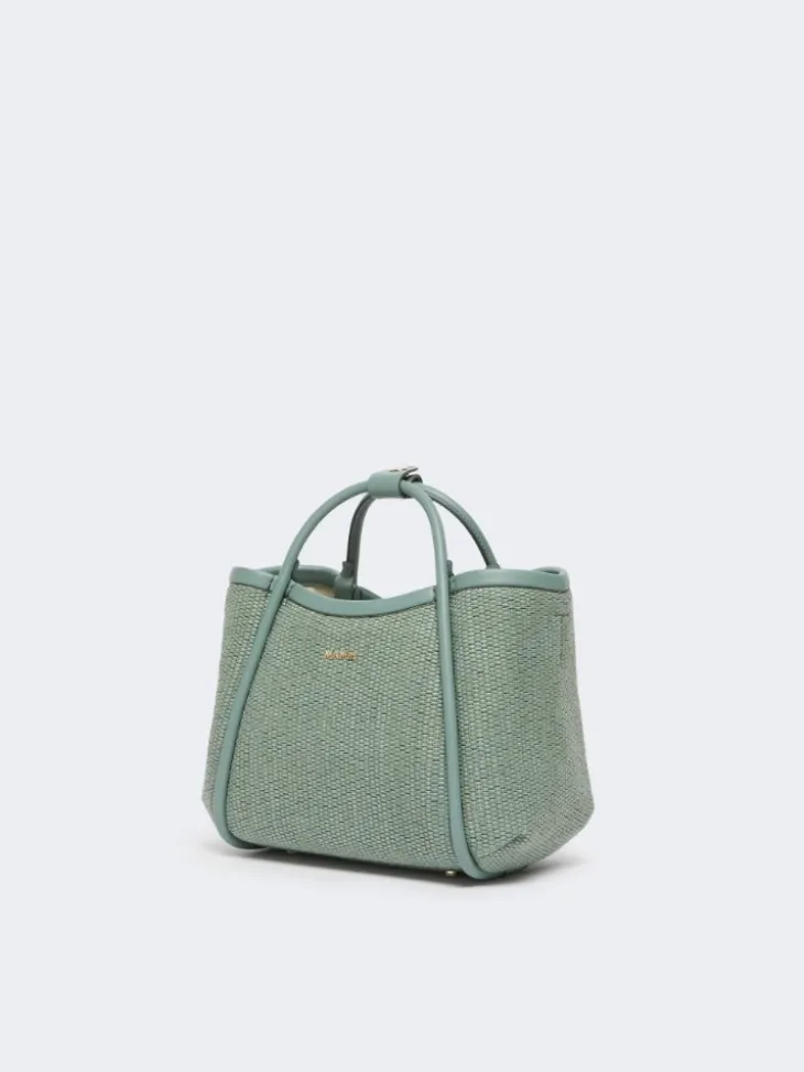 Extra-small raffia-look basketweave Marine bag - SAGE GREEN
