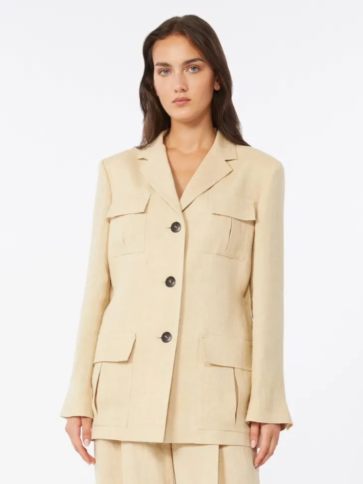 Faded linen drawstring jacket - COLONIAL
