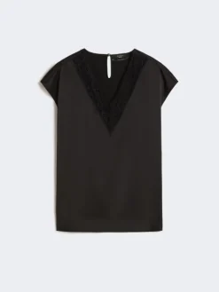 Feminine satin top - BLACK