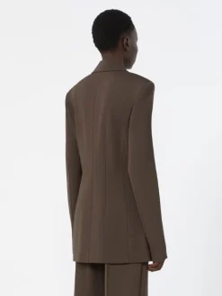 Feminine viscose jersey blazer - CHOCOLATE