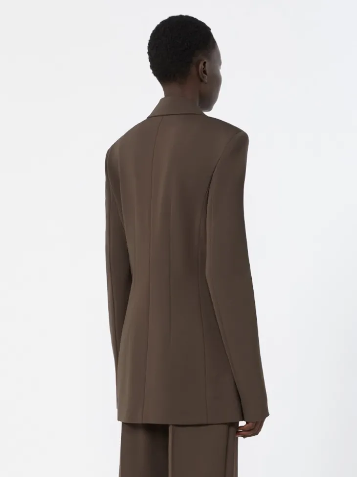 Feminine viscose jersey blazer - CHOCOLATE