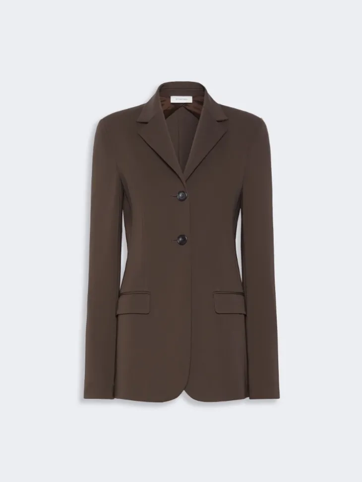 Feminine viscose jersey blazer - CHOCOLATE