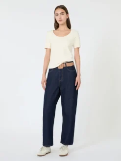 Fine rib-knit jersey T-shirt - IVORY