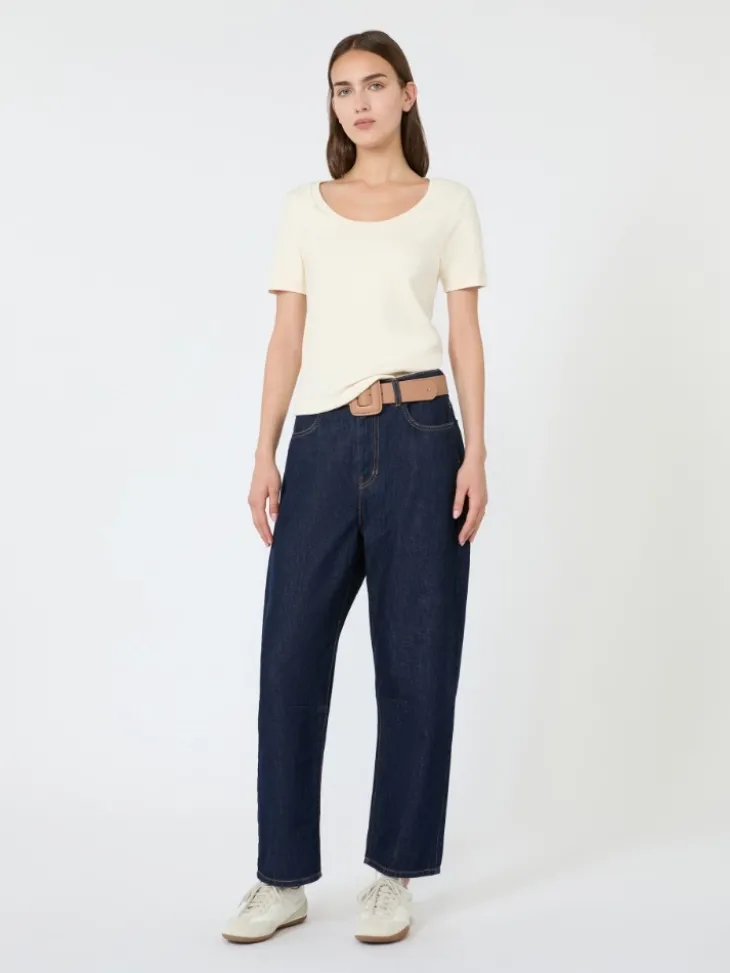 Fine rib-knit jersey T-shirt - IVORY