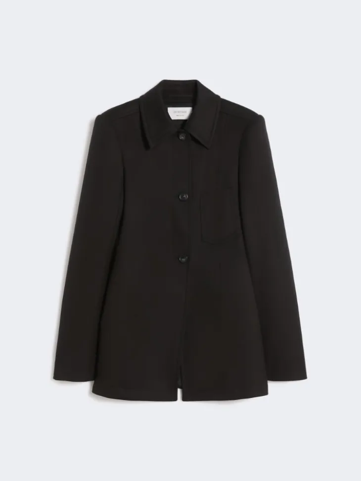 Fitted gabardine shirt jacket - BLACK