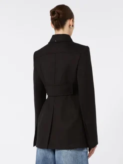 Fitted gabardine shirt jacket - BLACK
