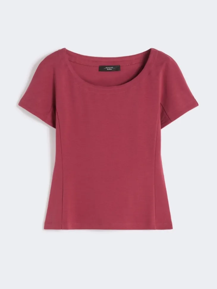 Fitted jersey top - CHERRY