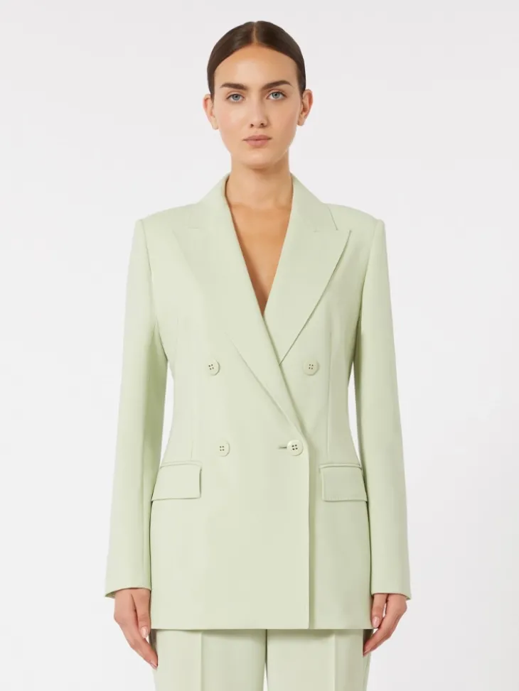 Fitted wool crepe blazer - GREEN