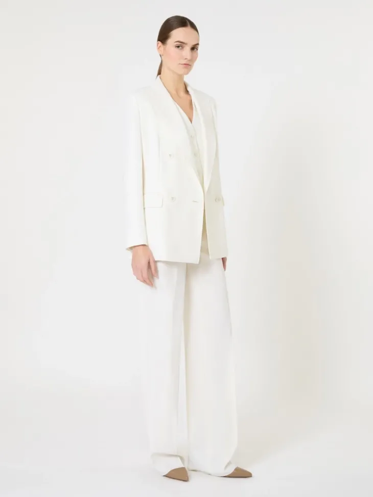 Fitted wool crepe blazer - WHITE
