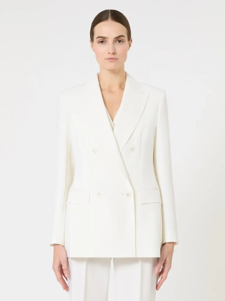 Fitted wool crepe blazer - WHITE
