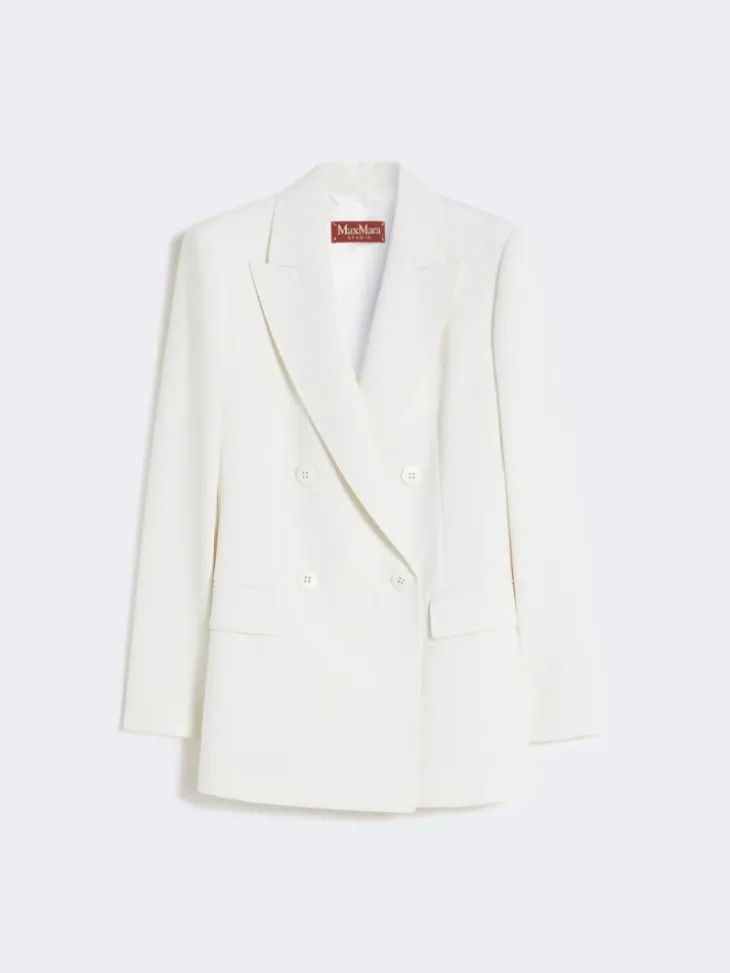 Fitted wool crepe blazer - WHITE