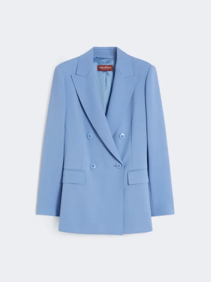 Fitted wool crepe blazer - LIGHT BLUE