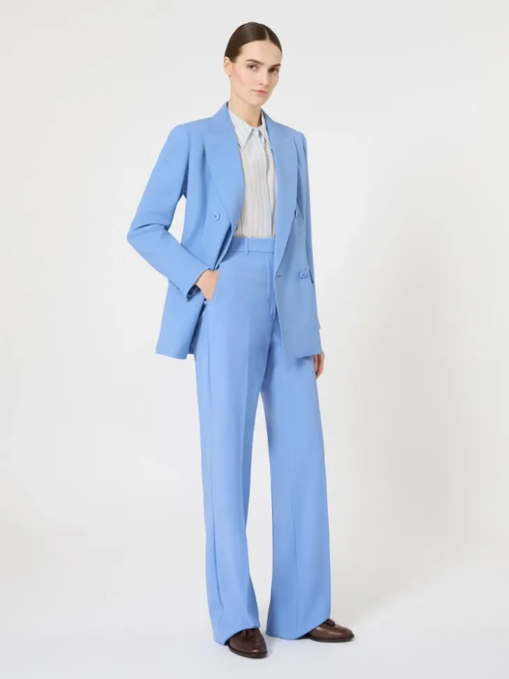 Fitted wool crepe blazer - LIGHT BLUE