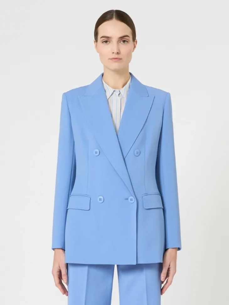 Fitted wool crepe blazer - LIGHT BLUE