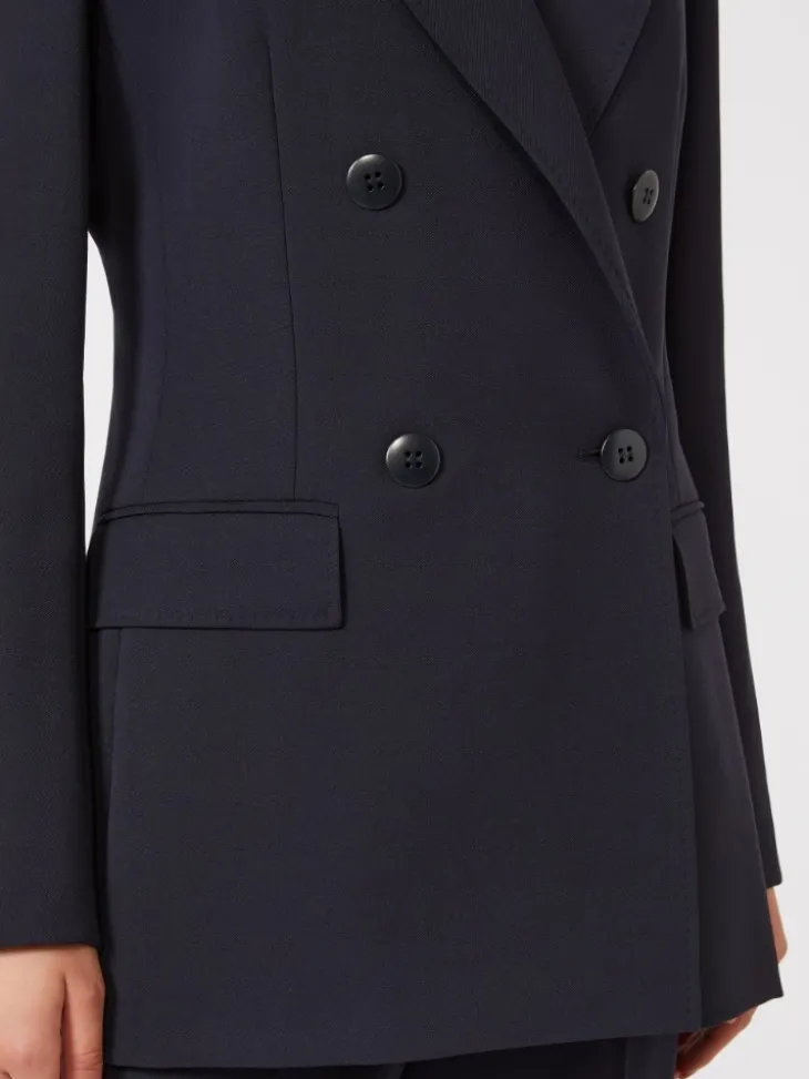 Fitted wool crepe blazer - NAVY