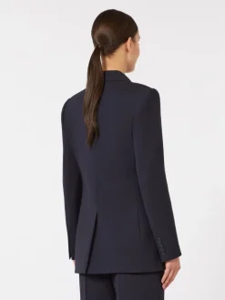 Fitted wool crepe blazer - NAVY