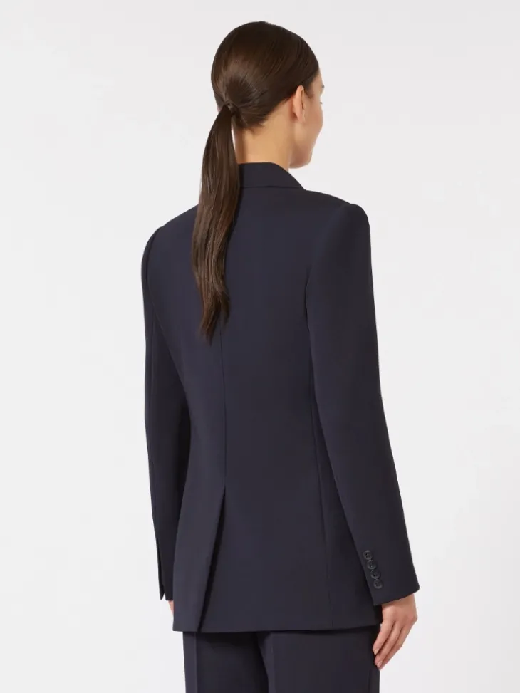 Fitted wool crepe blazer - NAVY